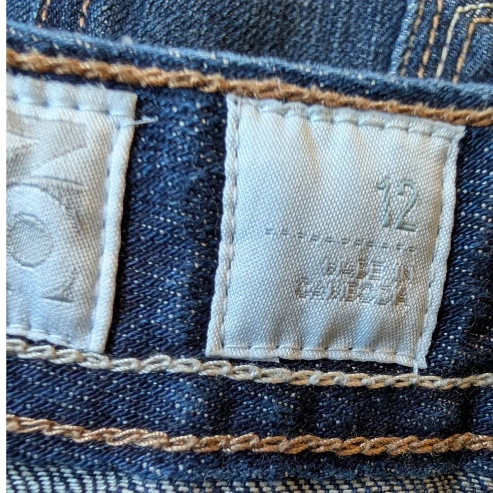 Old Navy Girls Blue Denim Mini Skirt‎ Dark Wash Raw Hem Size 12 Festival Retro